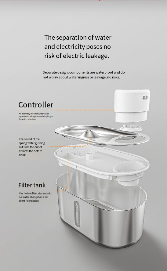 Stainless Steel Infrared Pet Water Fountain
